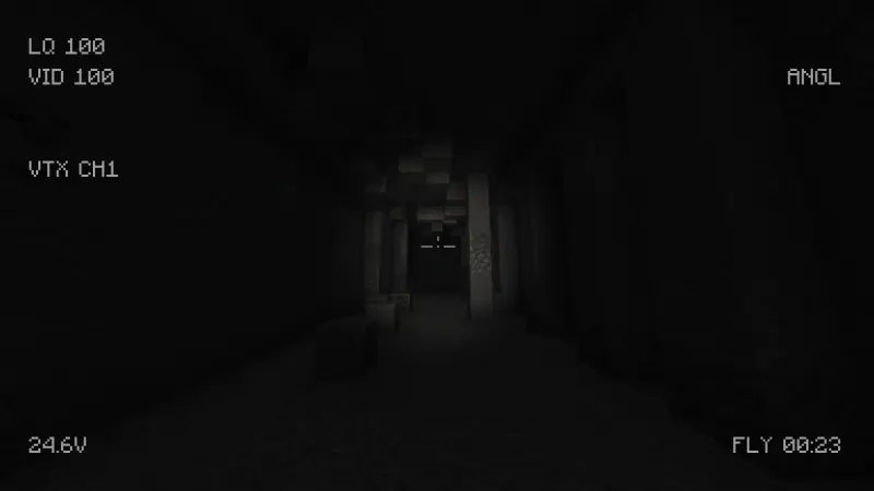 FPV in a dark cave with the LED headlight on
